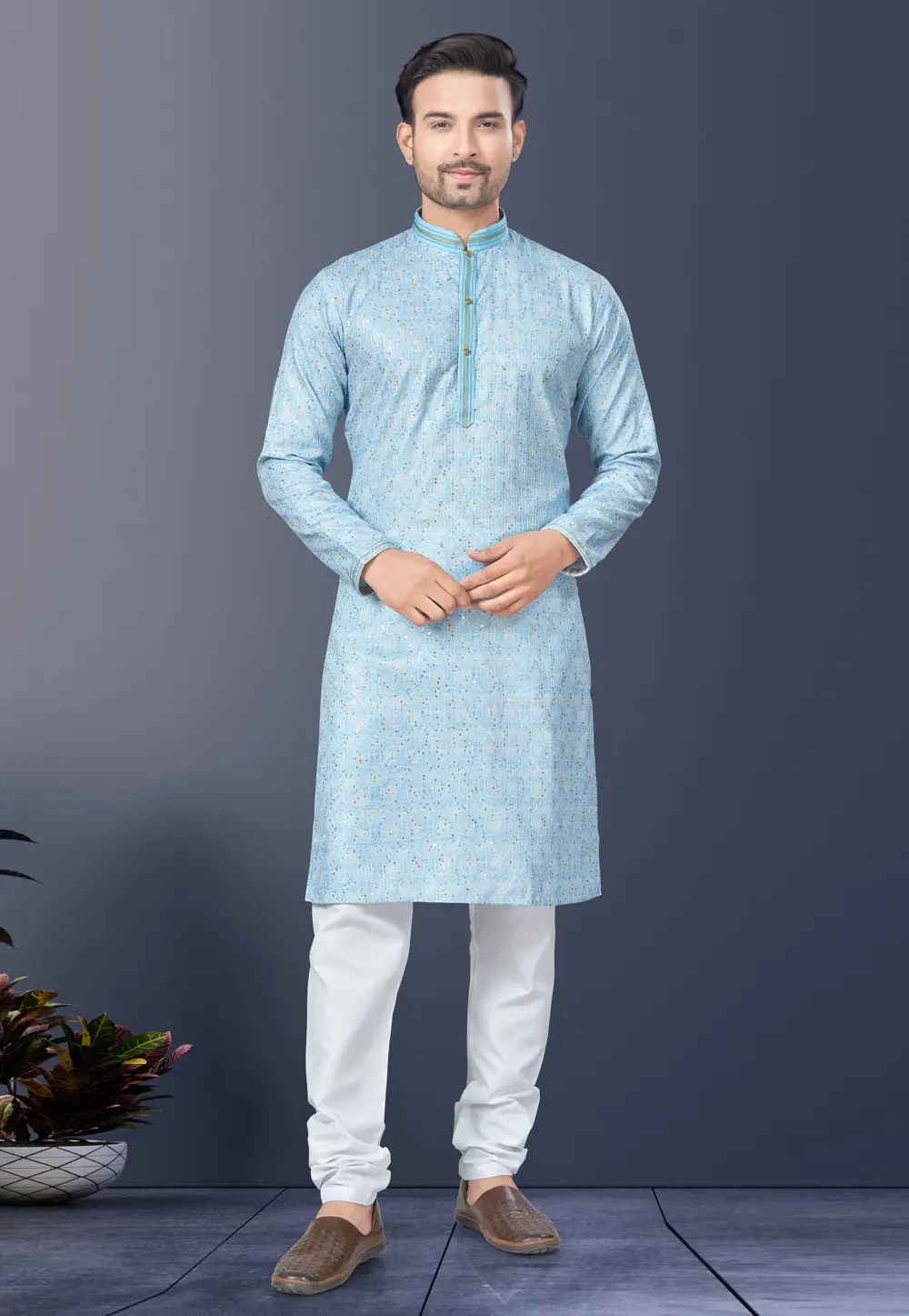 Sky Blue Silk Kurta Pajama 296611