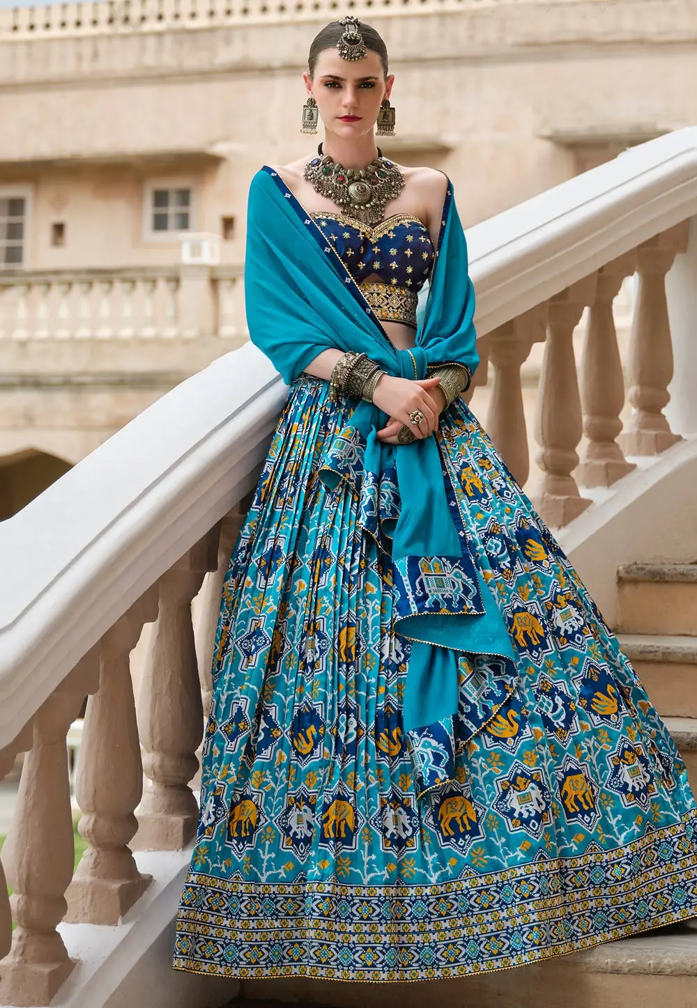 Sky Blue Silk Lehenga Choli 302564