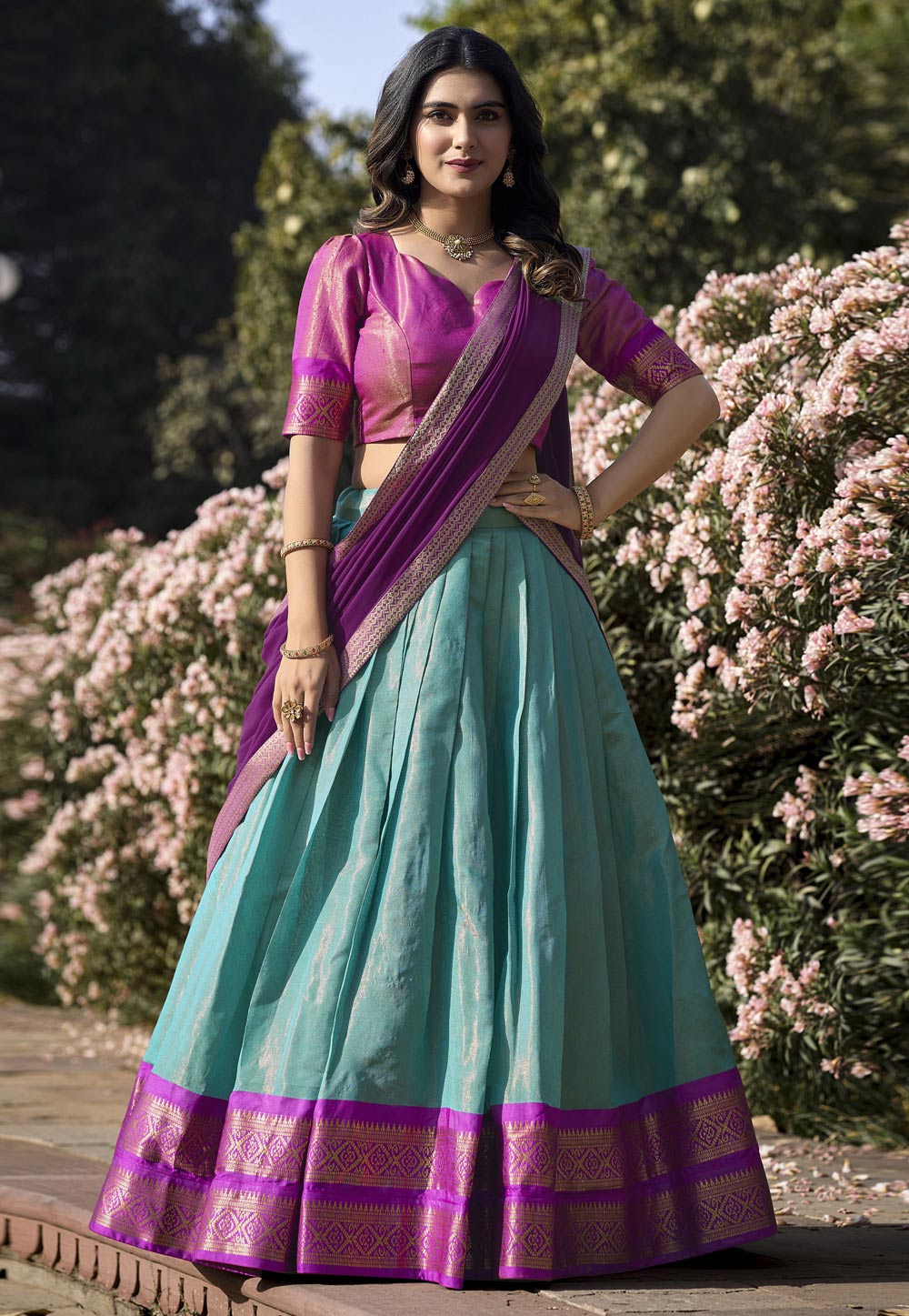 Sky Blue Silk Lehenga Choli 287066