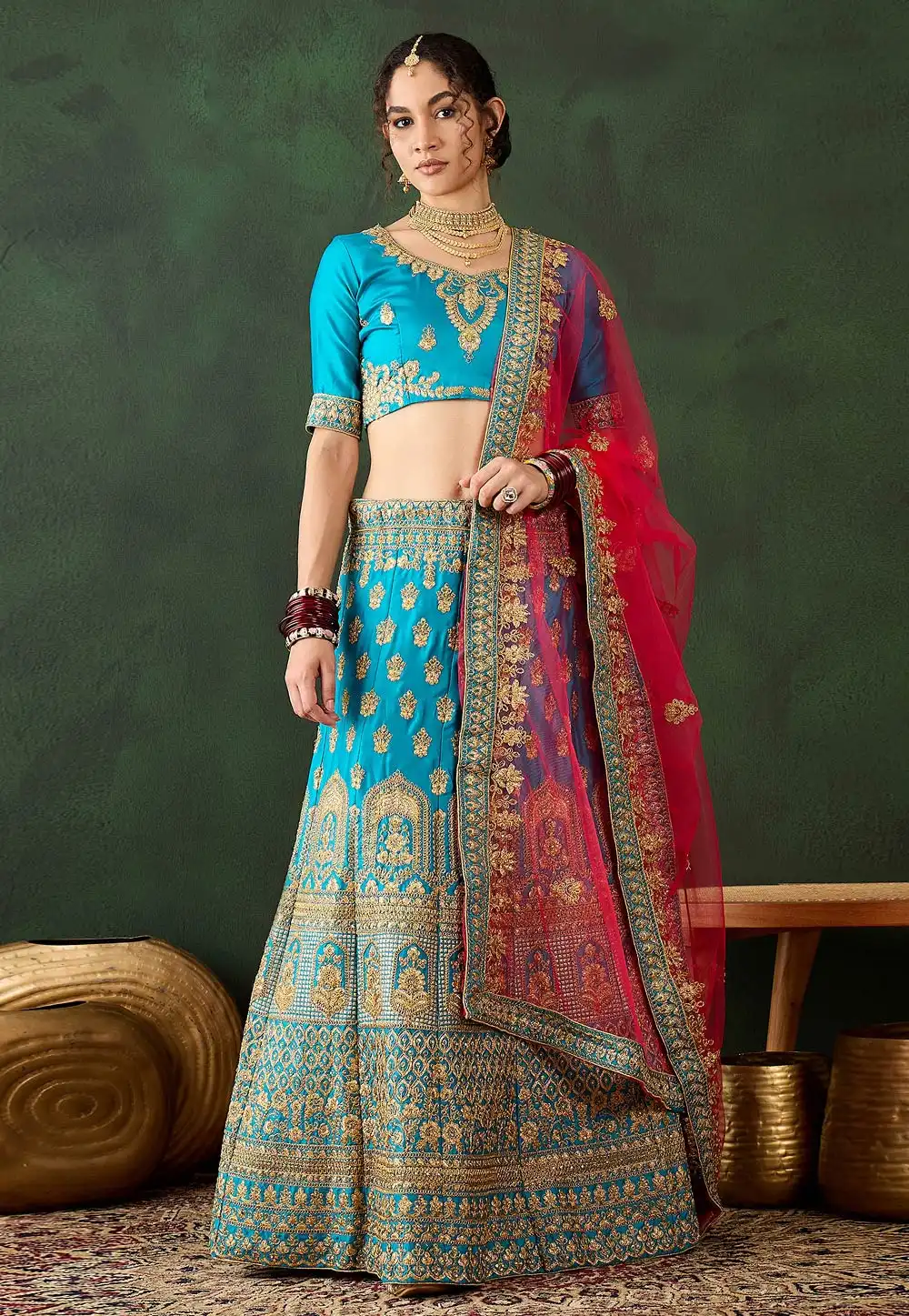 Sky Blue Silk Lehenga Choli 294310