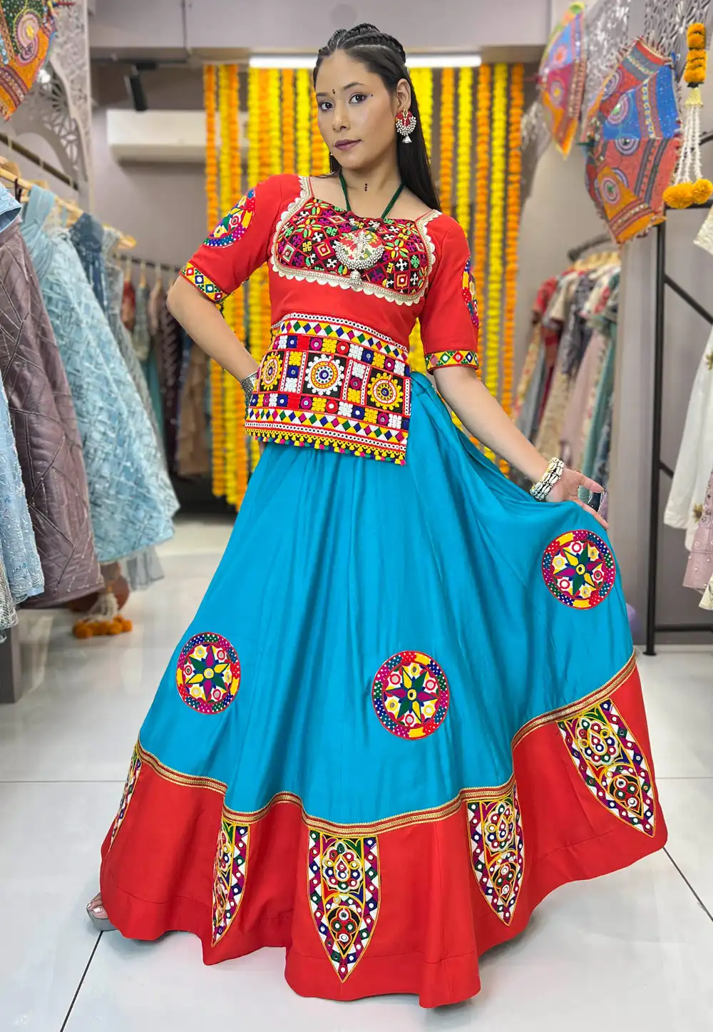 Sky Blue Silk Navratri Chaniya Choli 293134