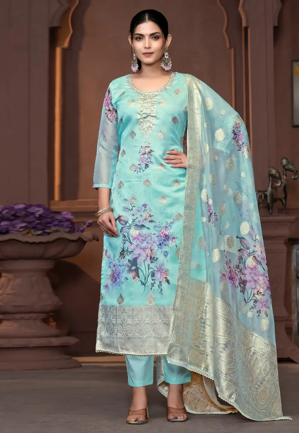 Sky Blue Viscose Pant Style Suit 294158