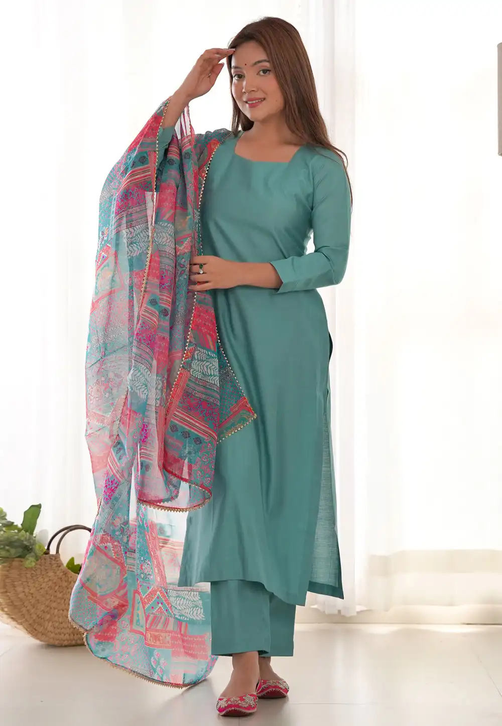 Sky Blue Viscose Readymade Pakistani Suit 292523