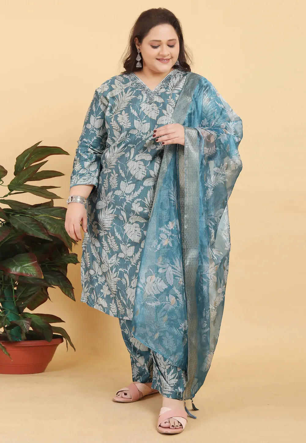 Sky Blue Viscose Readymade Pant Style Suit 302734