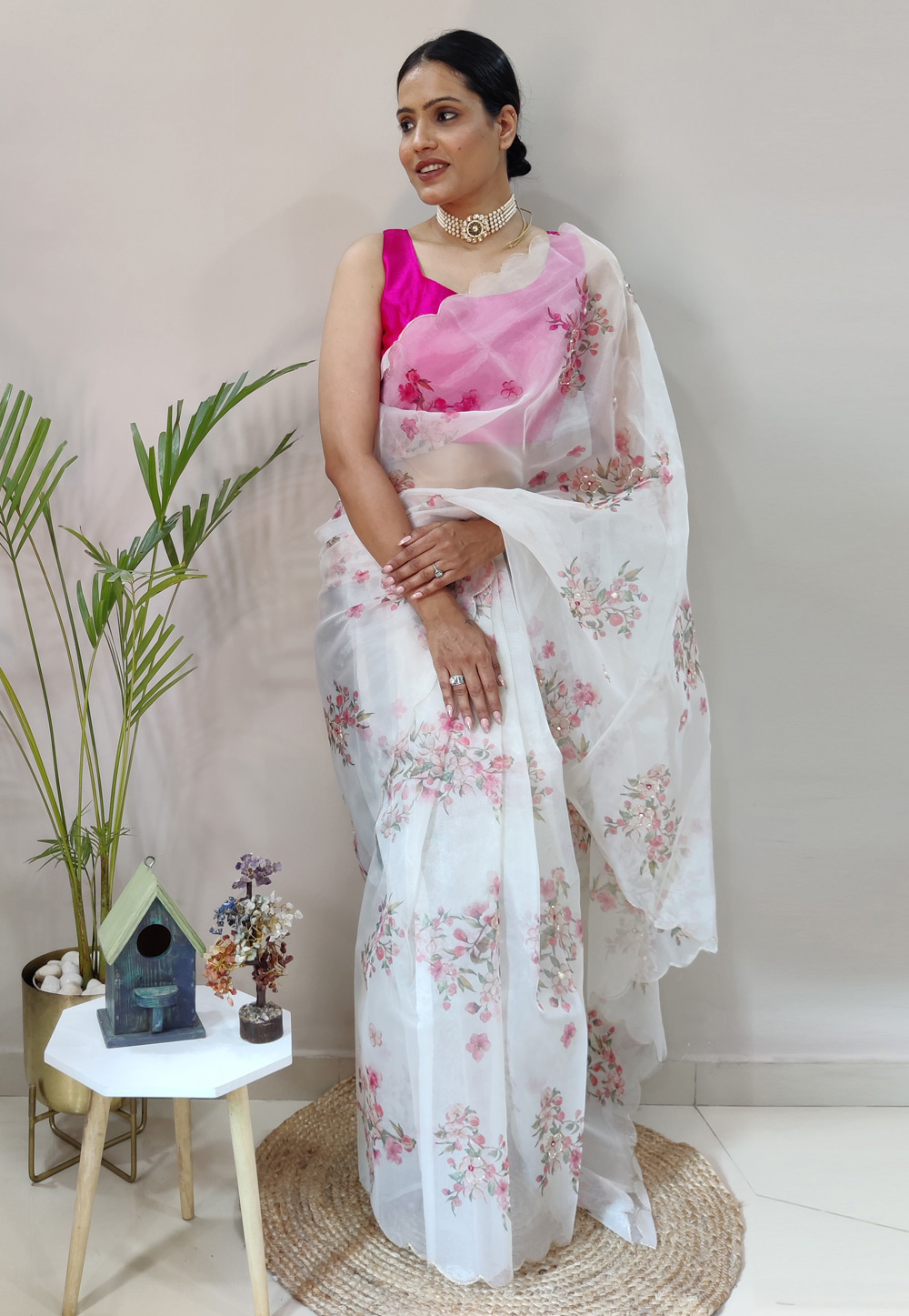 White Organza Light Weight Saree 262578