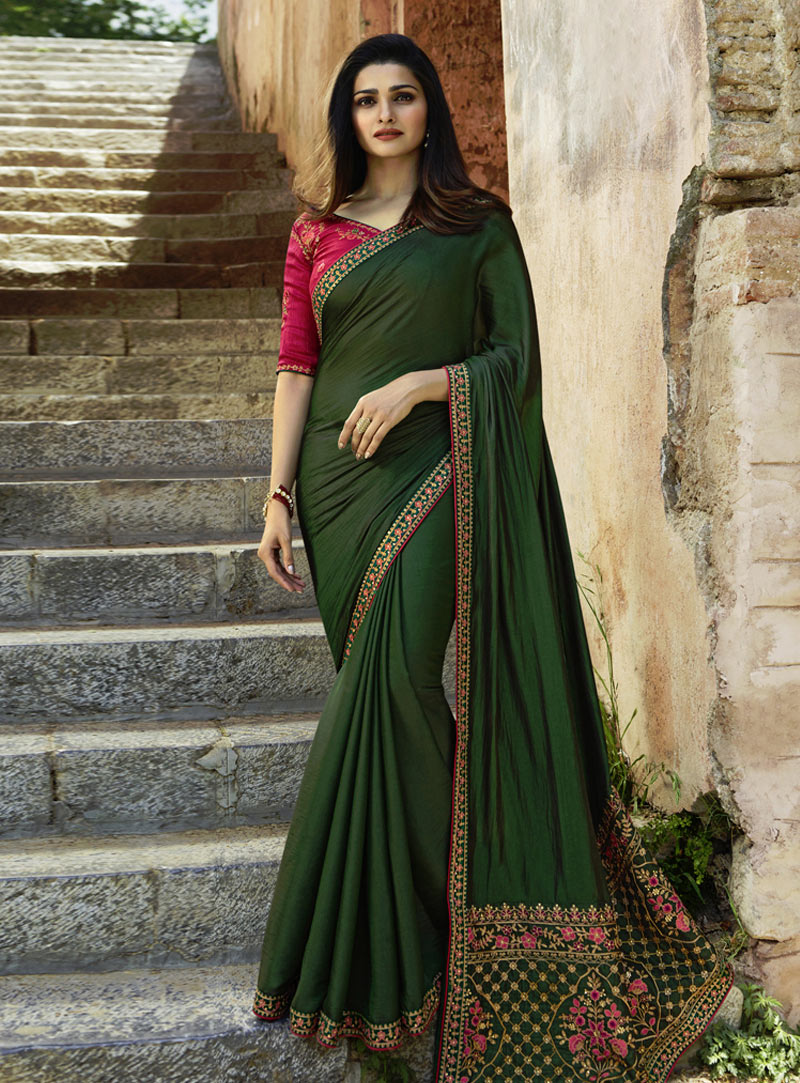 Prachi Desai Green Silk Saree With Blouse 143205