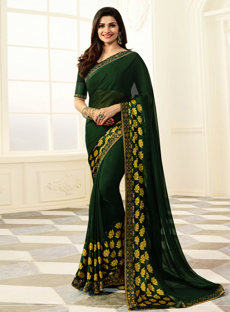 Prachi Desai Green Georgette Saree With Blouse 138932