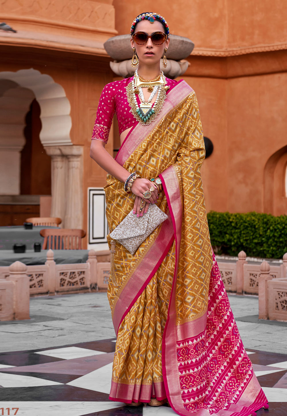 Mustard Soft Silk Saree With Blouse 260097