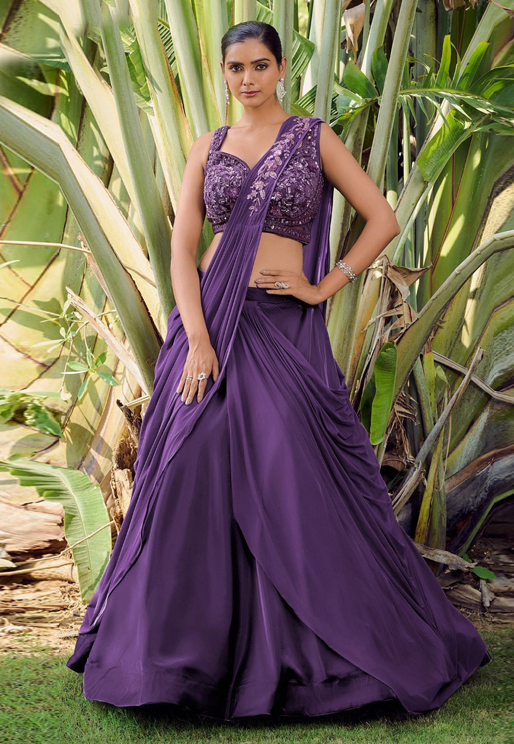 Purple Silk Designer Lehenga Set 276662
