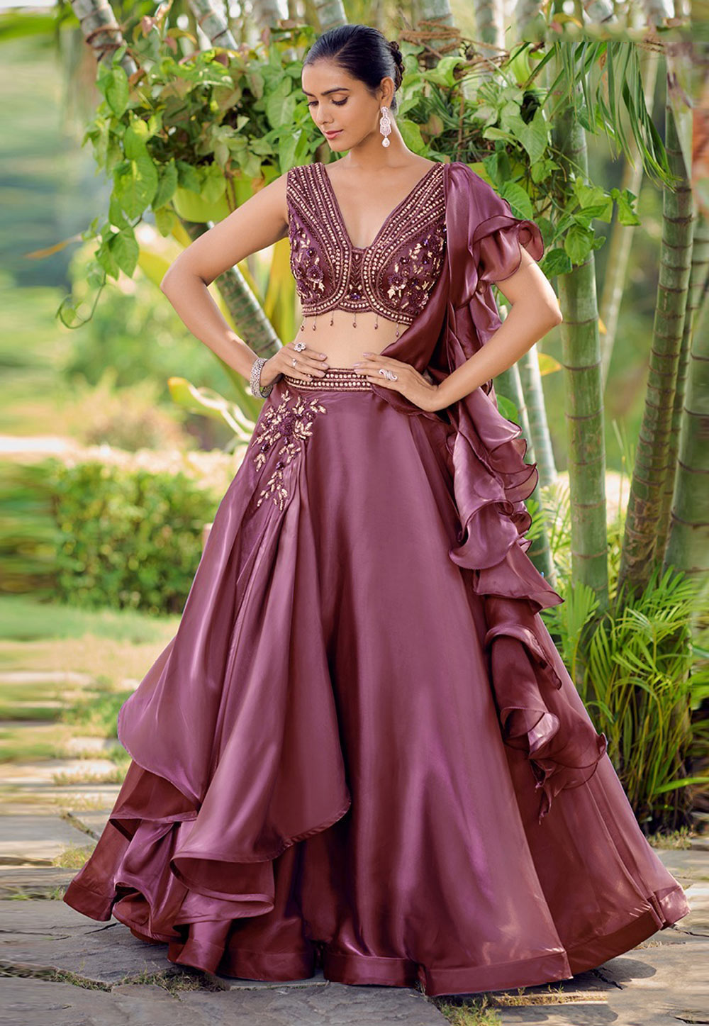 Wine Silk Designer Lehenga Set 276667