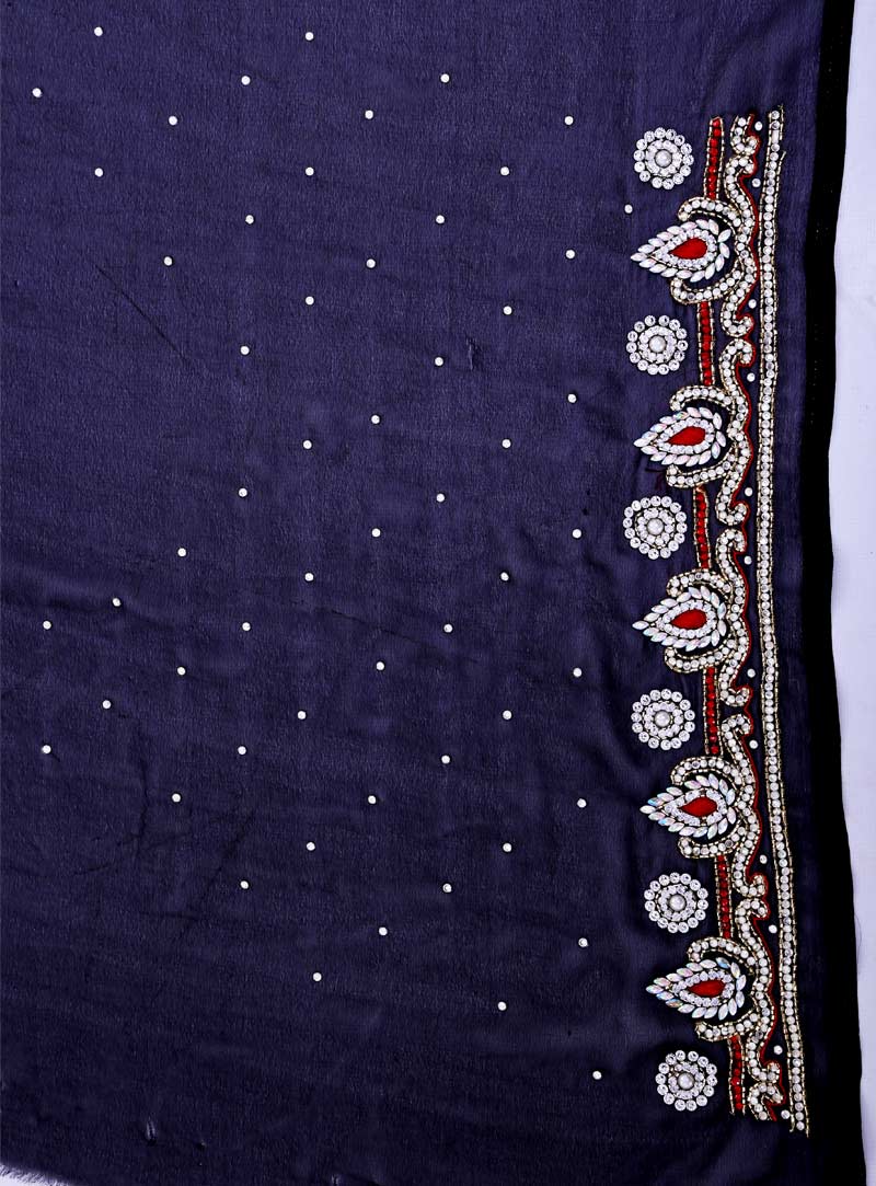 Swarovski Stone Work Sarees at Rs 990/piece | Bead Work Saree in Mau | ID:  27485777148