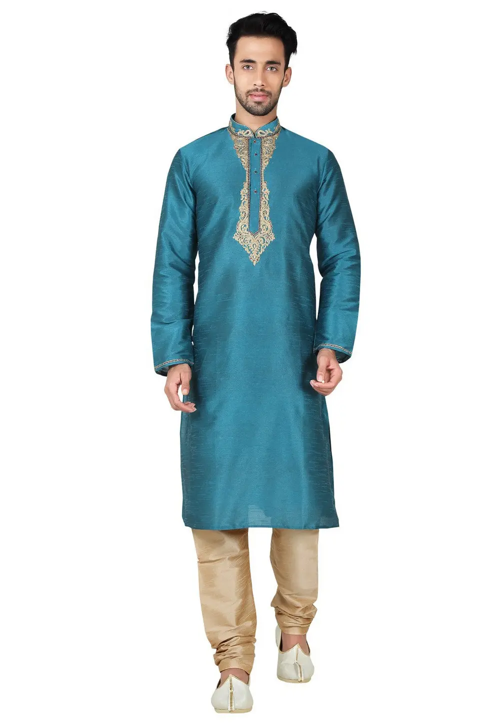 Teal Art Silk Kurta Pajama 300654