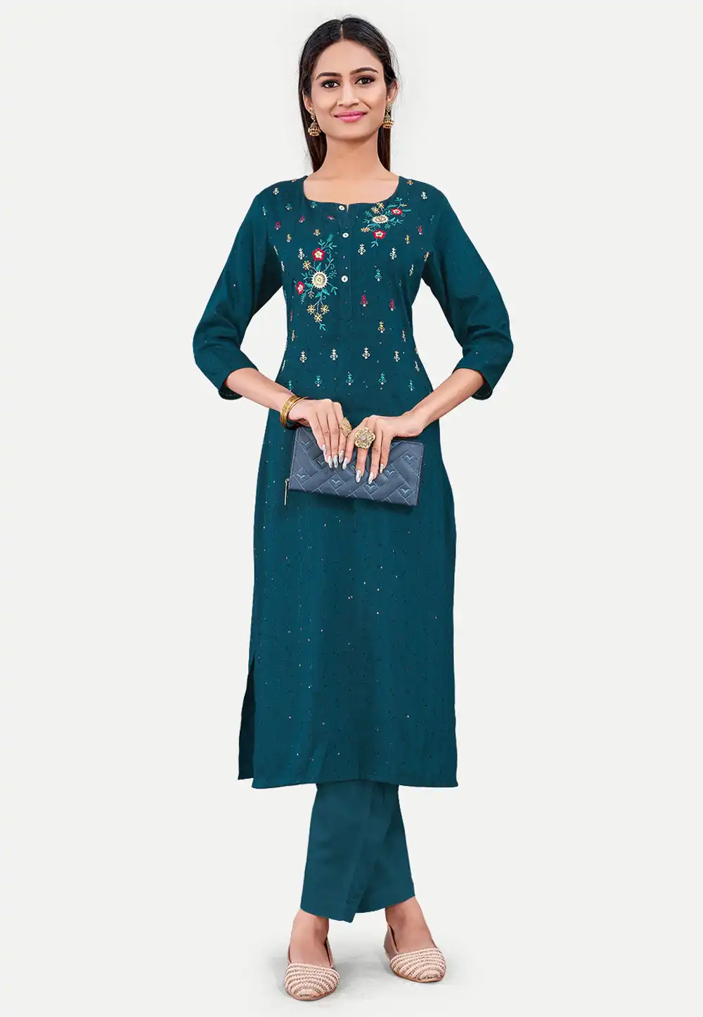 Teal Cotton Long Tunic 288089