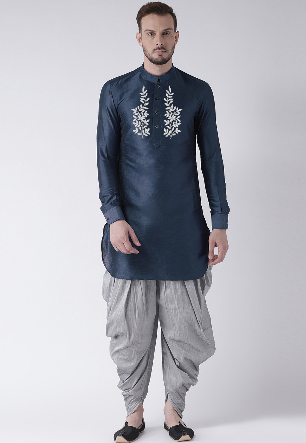 Teal Dupion Silk Dhoti Kurta 304896