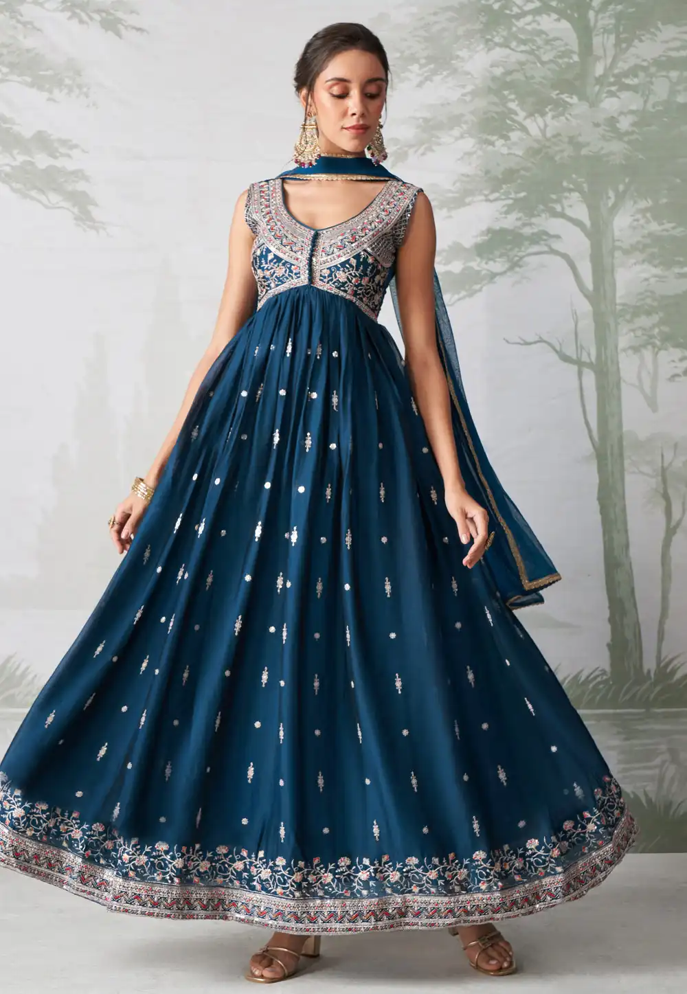 Teal Georgette Anarkali Suit 293644