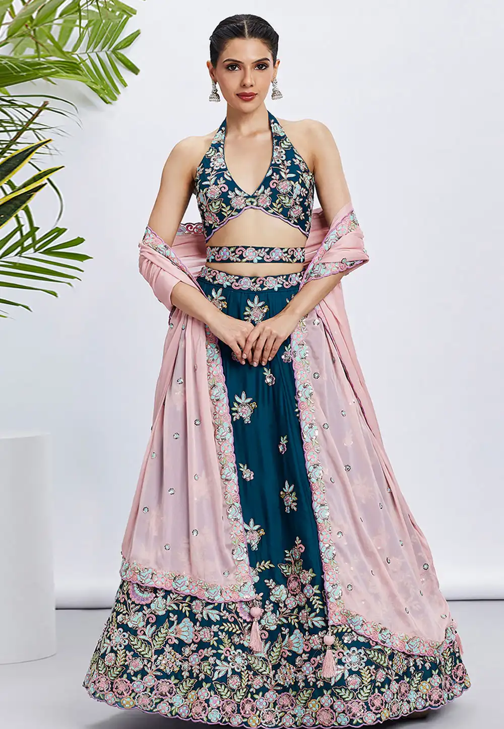 Teal Georgette Lehenga Choli 291810