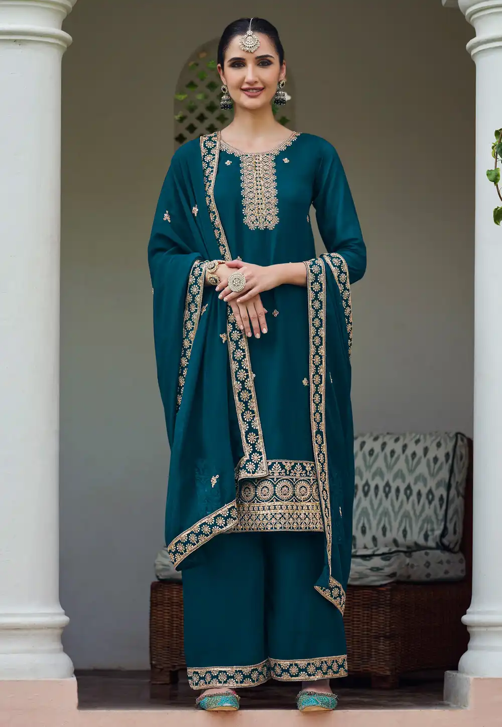 Teal Georgette Pakistani Suit 294277