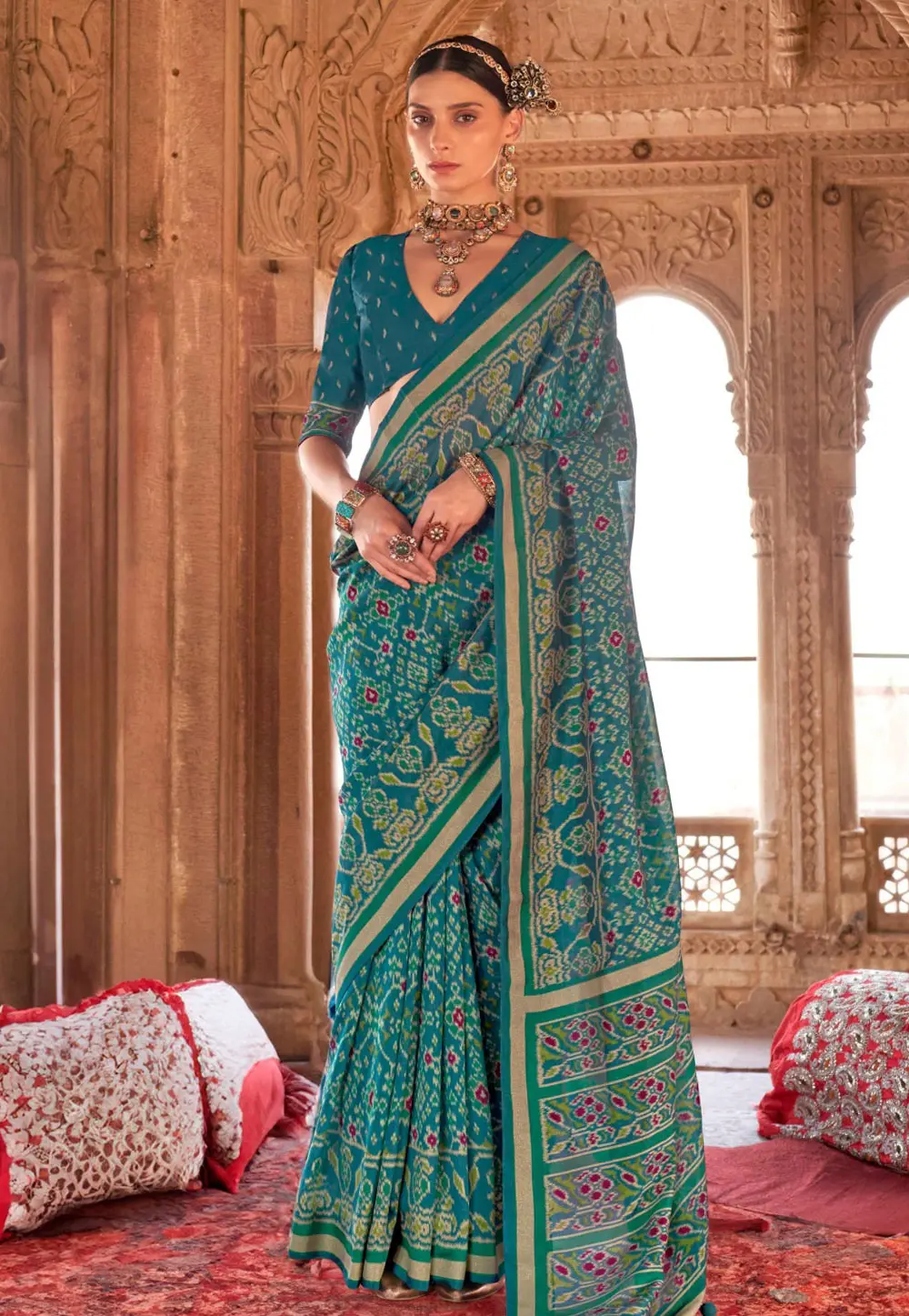 Teal Georgette Saree With Blouse 303835