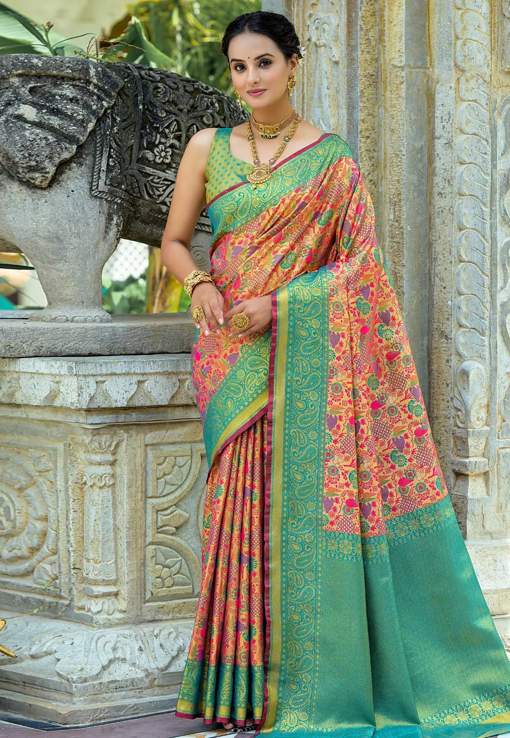 Teal Kanjivaram Silk Saree 301209