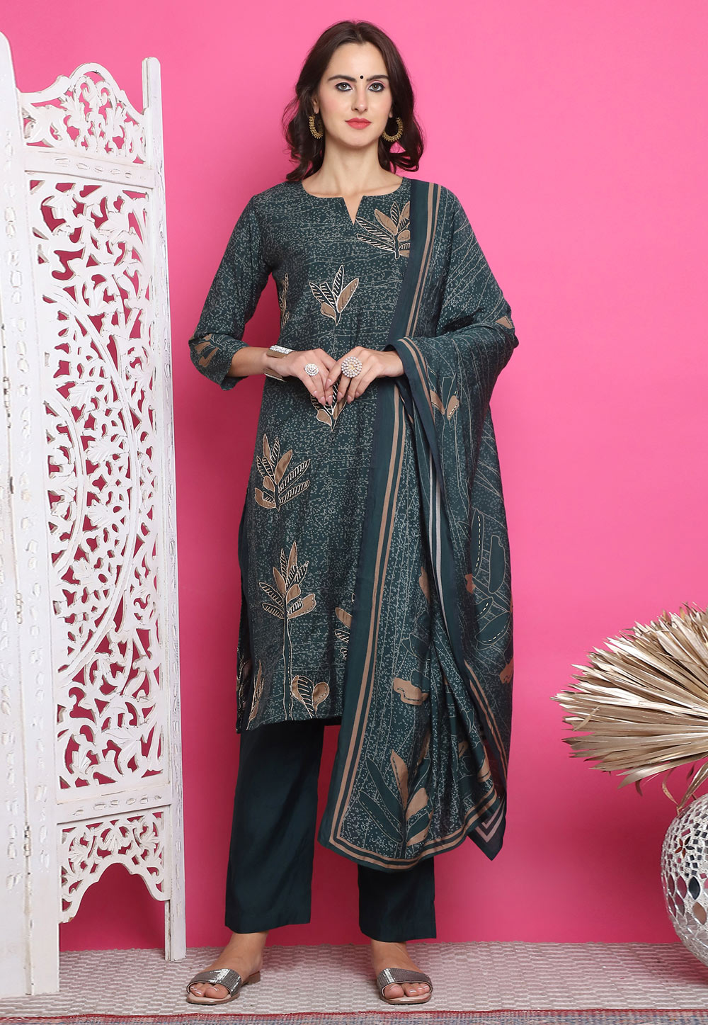 Teal Muslin Pakistani Suit 310104