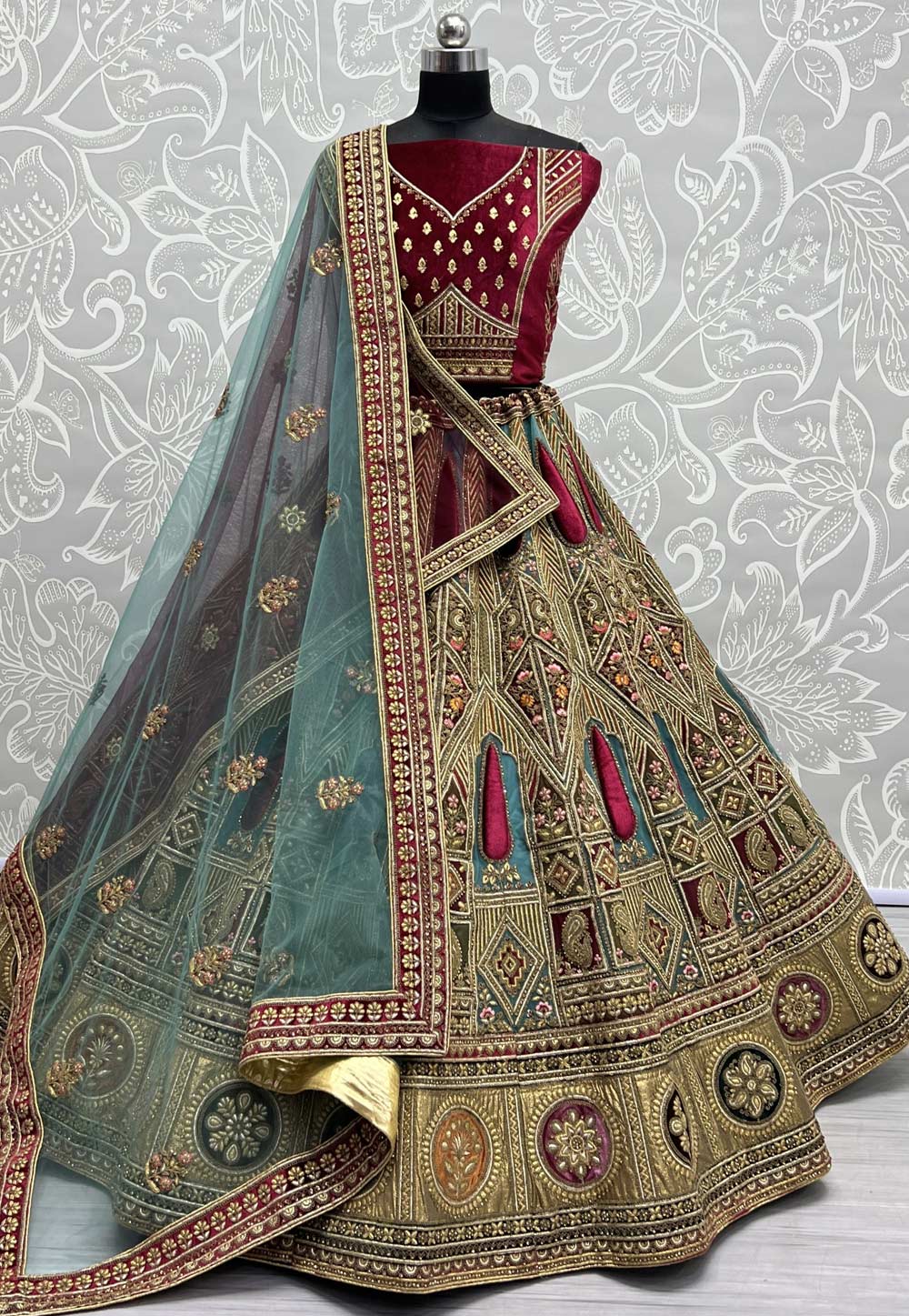 Art Silk Zari Brocade Banarasi Half Saree Style Lehenga Choli With Latkan  Dupatta | Exotic India Art