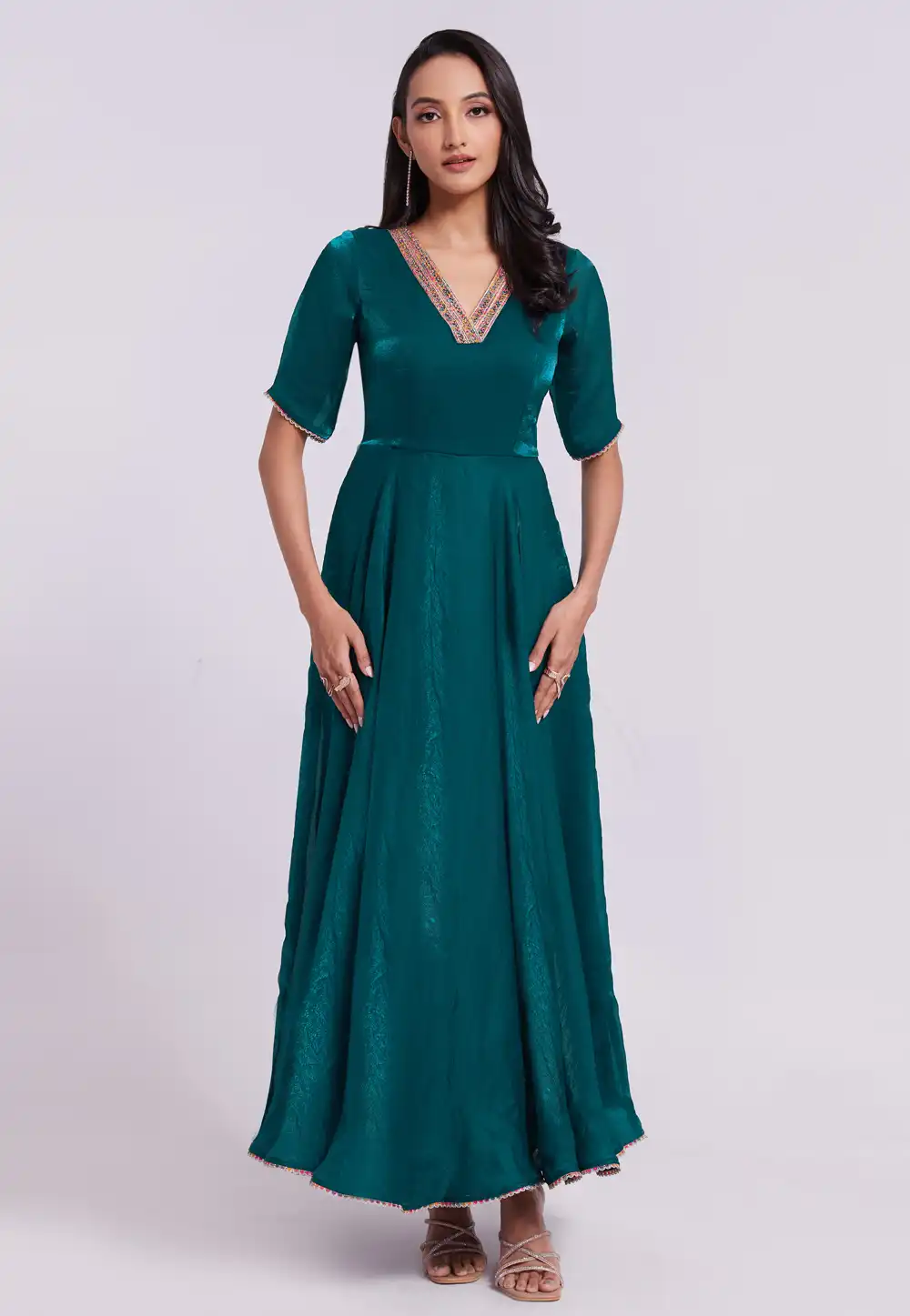 Teal Organza Gown 291177