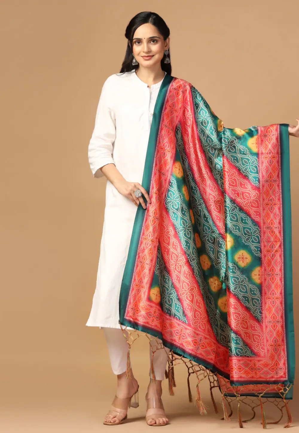 Teal Silk Dupatta 296862