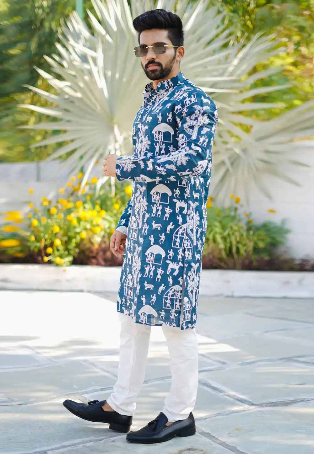 Teal Silk Kurta Pajama 293303