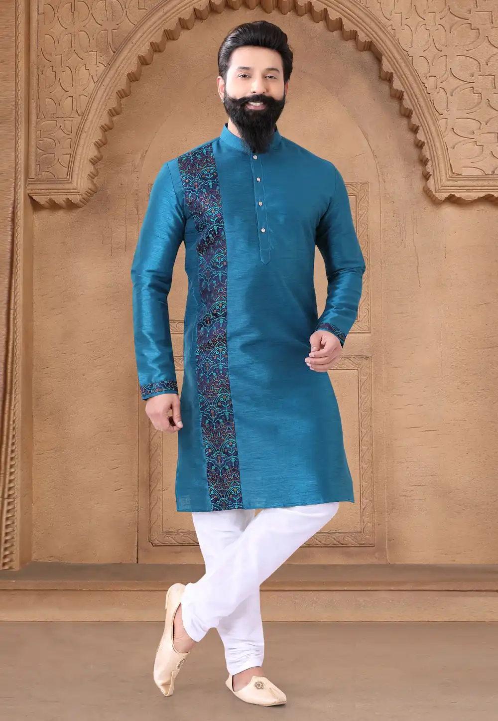 Teal Silk Kurta Pajama 287952