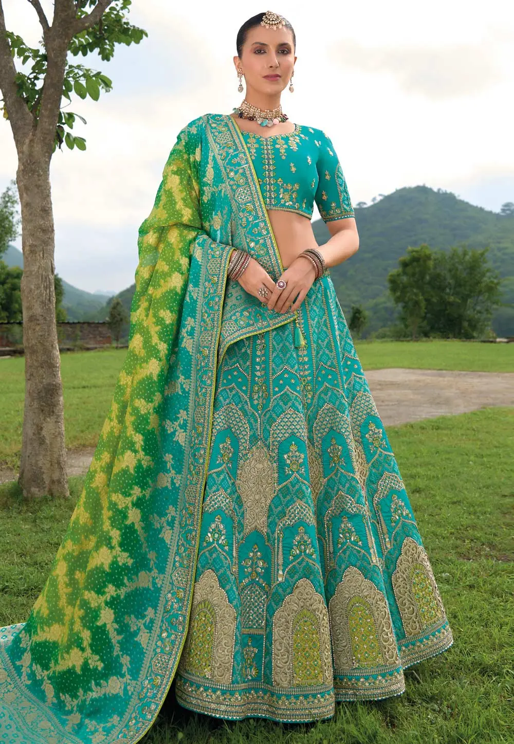 Teal Silk Lehenga Choli For Wedding 301293