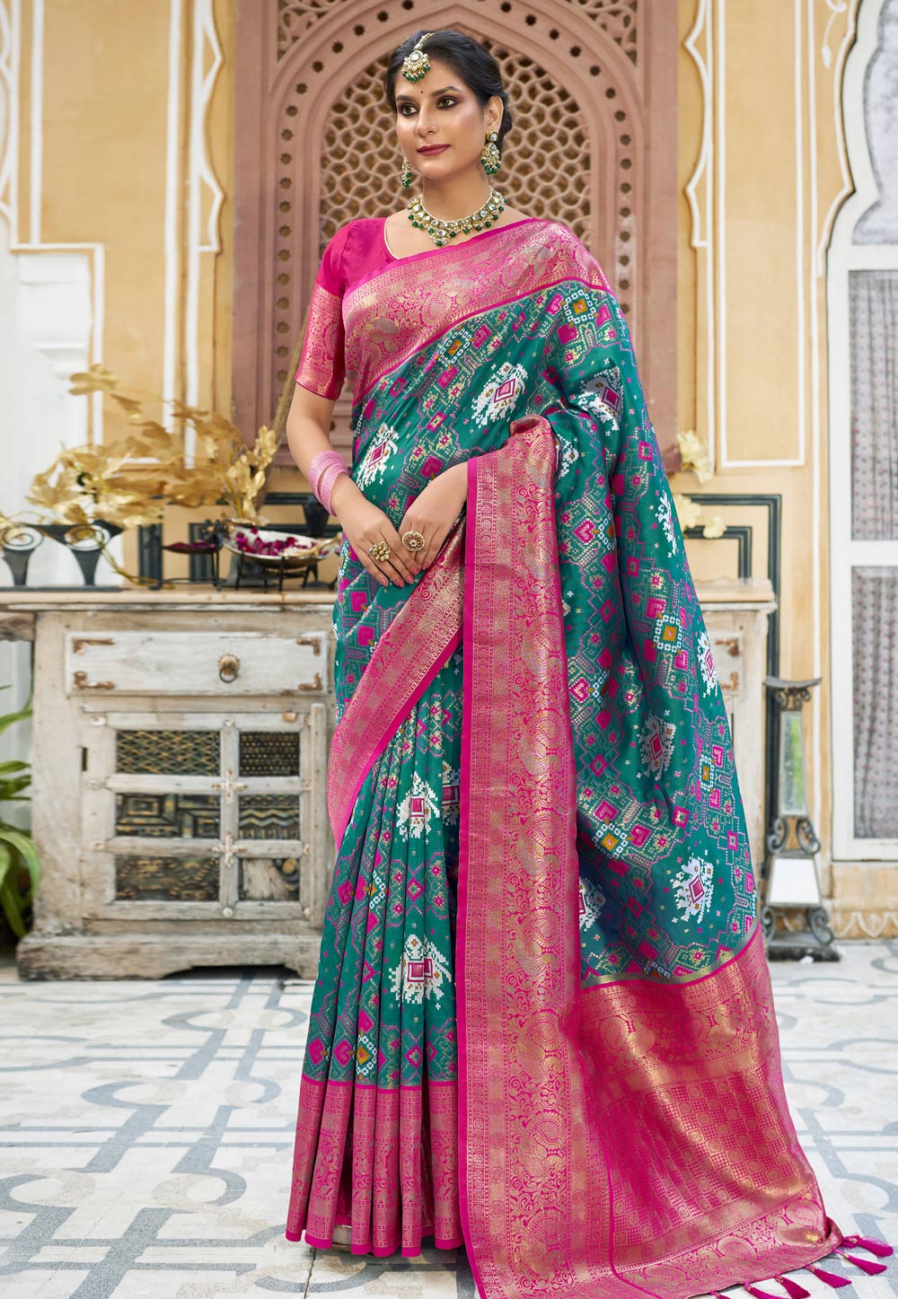 Teal Silk Saree With Blouse 287821