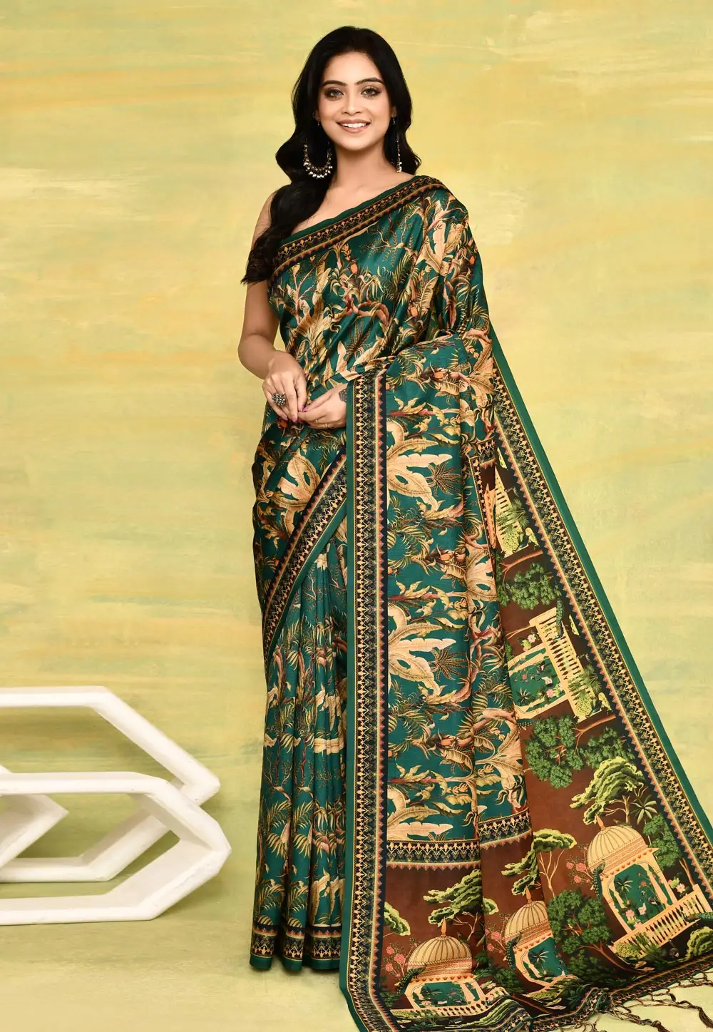 Teal Silk Saree With Blouse 296285