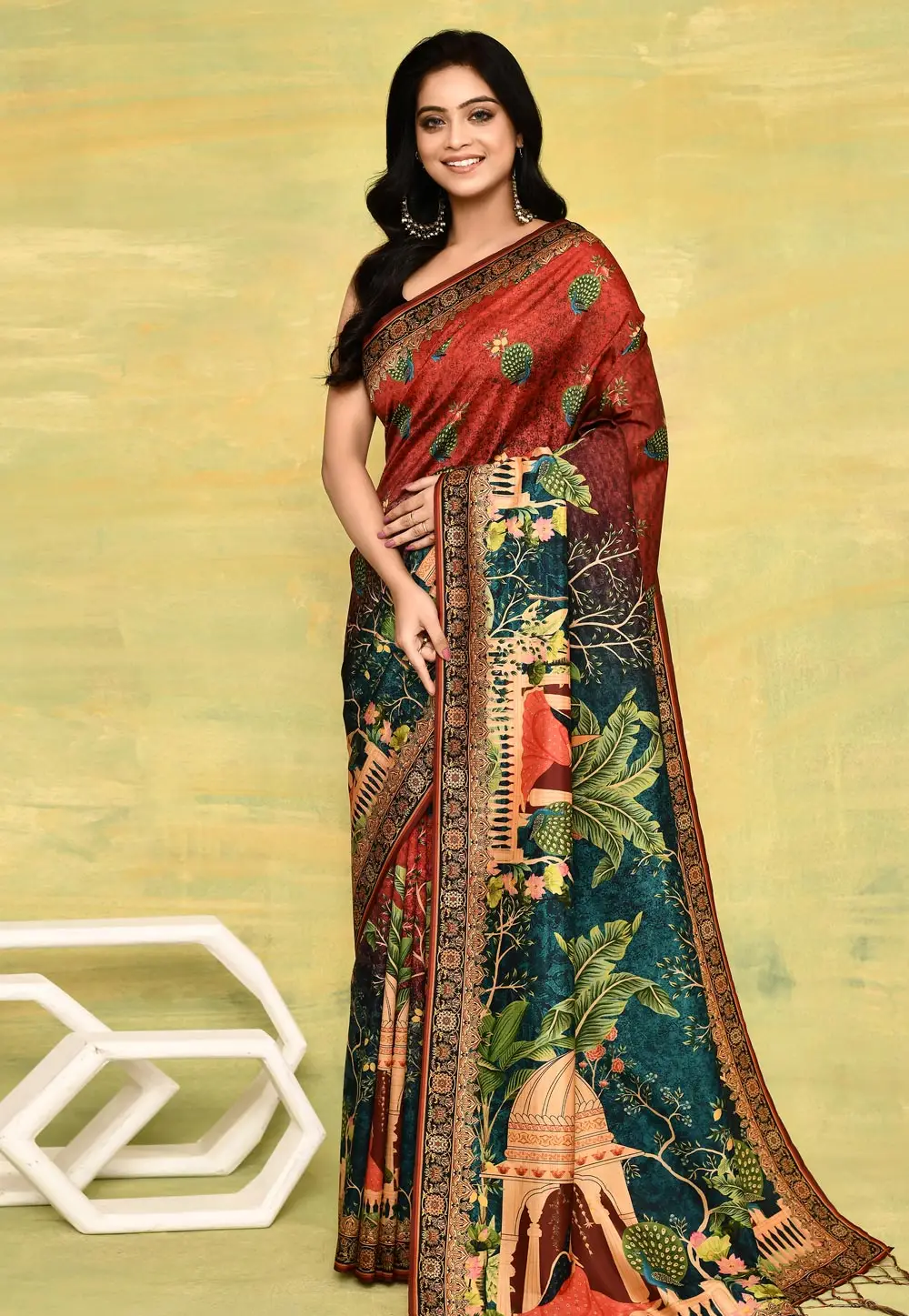 Teal Silk Saree With Blouse 296286