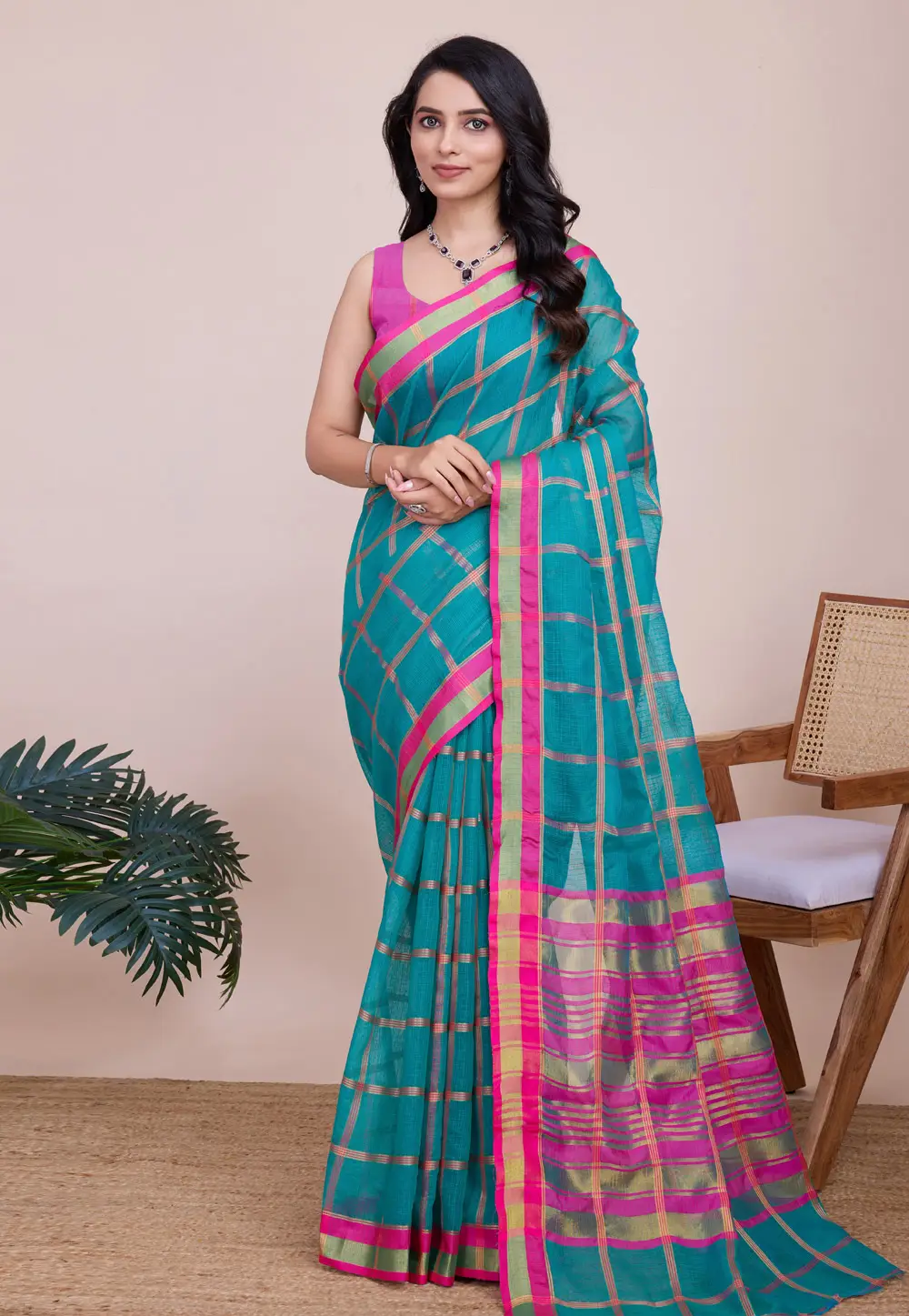 Teal Silk Saree With Blouse 297052