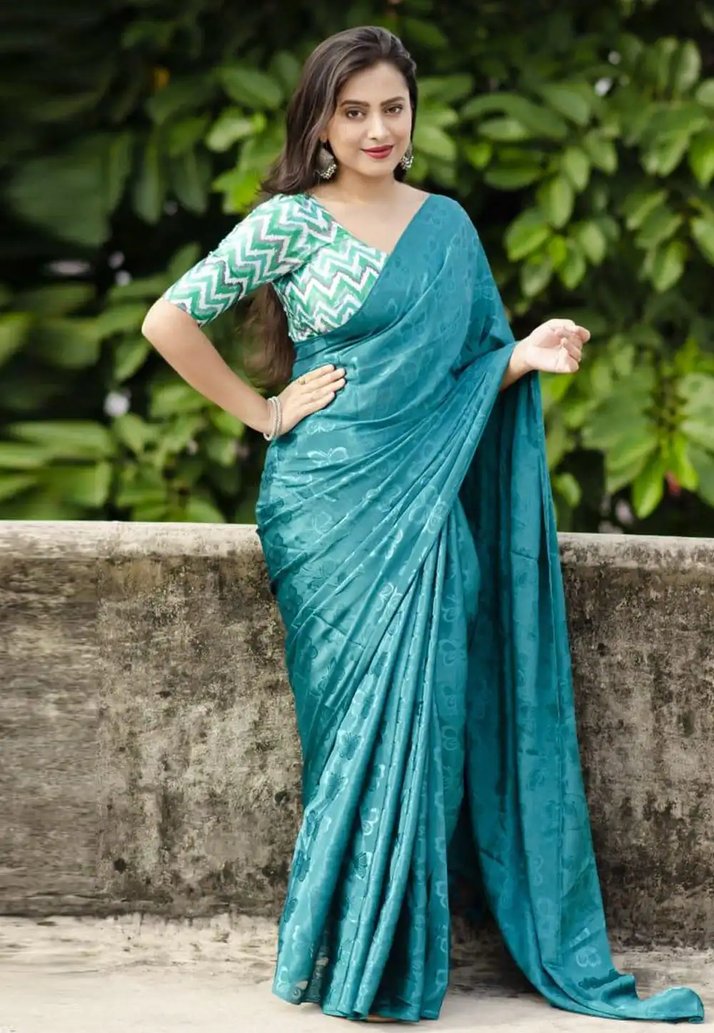 Teal Silk Saree With Blouse 289736