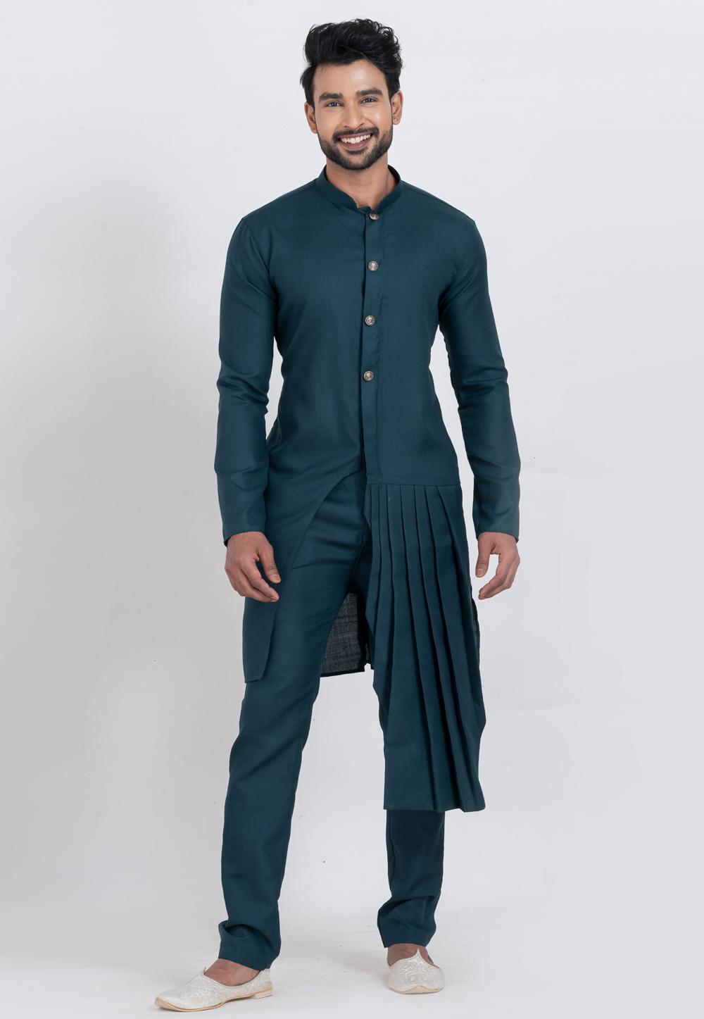 Teal Viscose Indo Western Kurta 306022