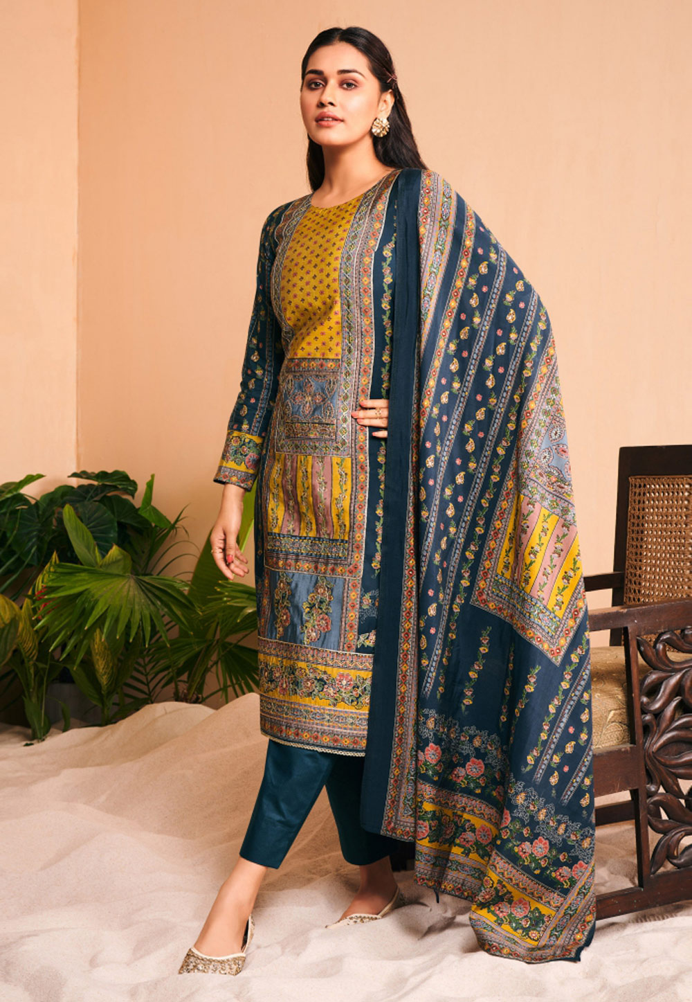 Teal Viscose Pant Style Suit 285426
