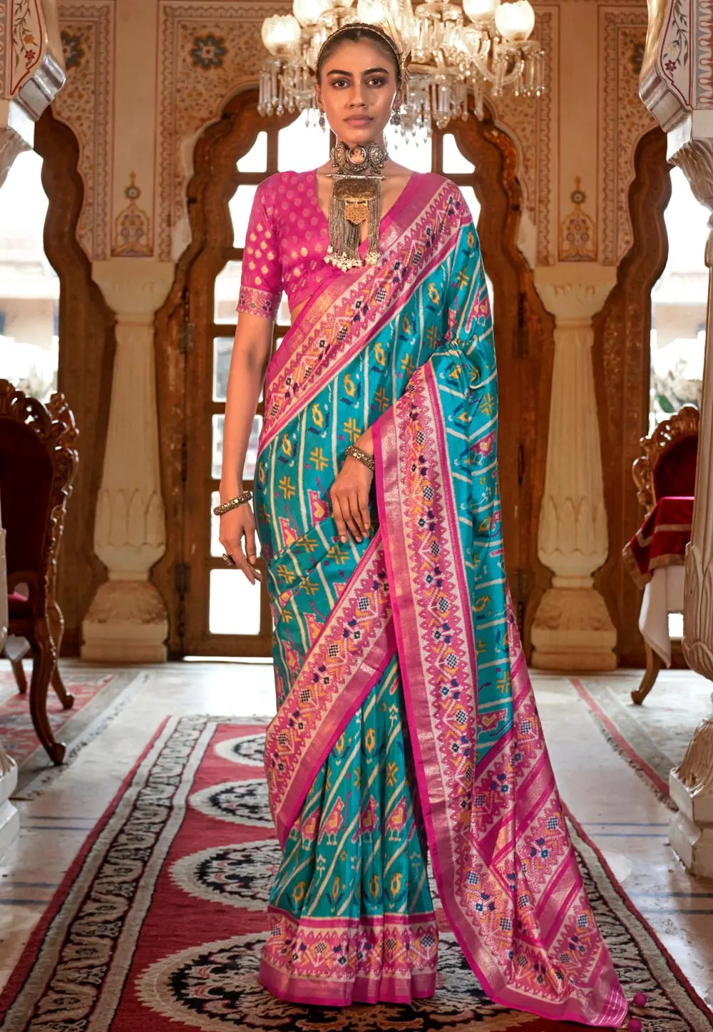 Turquoise Silk Patola Saree 295761