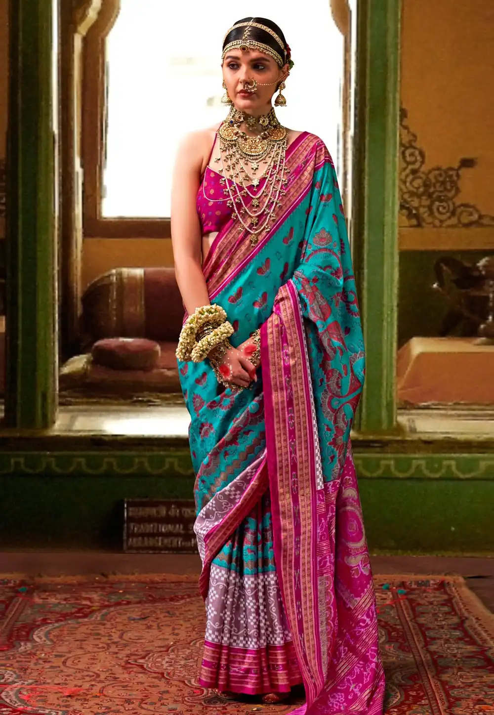 Turquoise Silk Saree With Blouse 291600