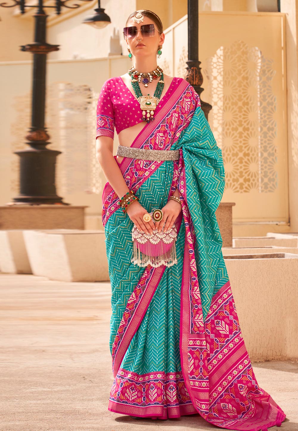 Turquoise Silk Saree With Blouse 280210