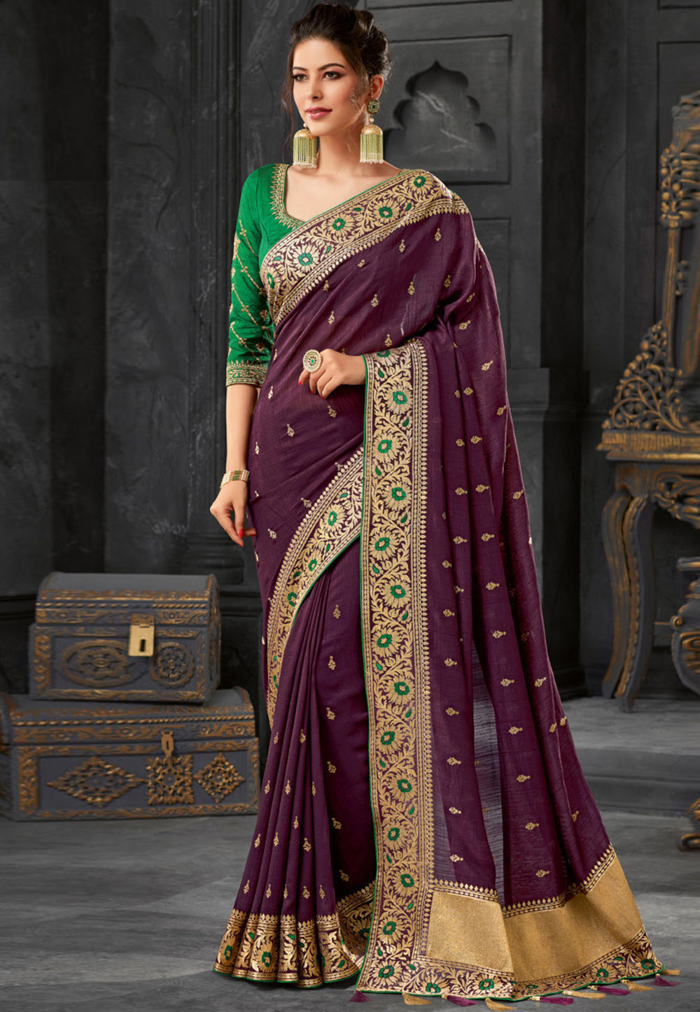 Purple Silk Festival Wear Saree 154284