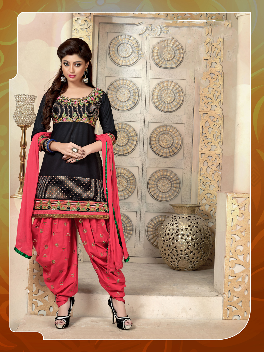 Black Cambric Cotton Punjabi Suit 47273