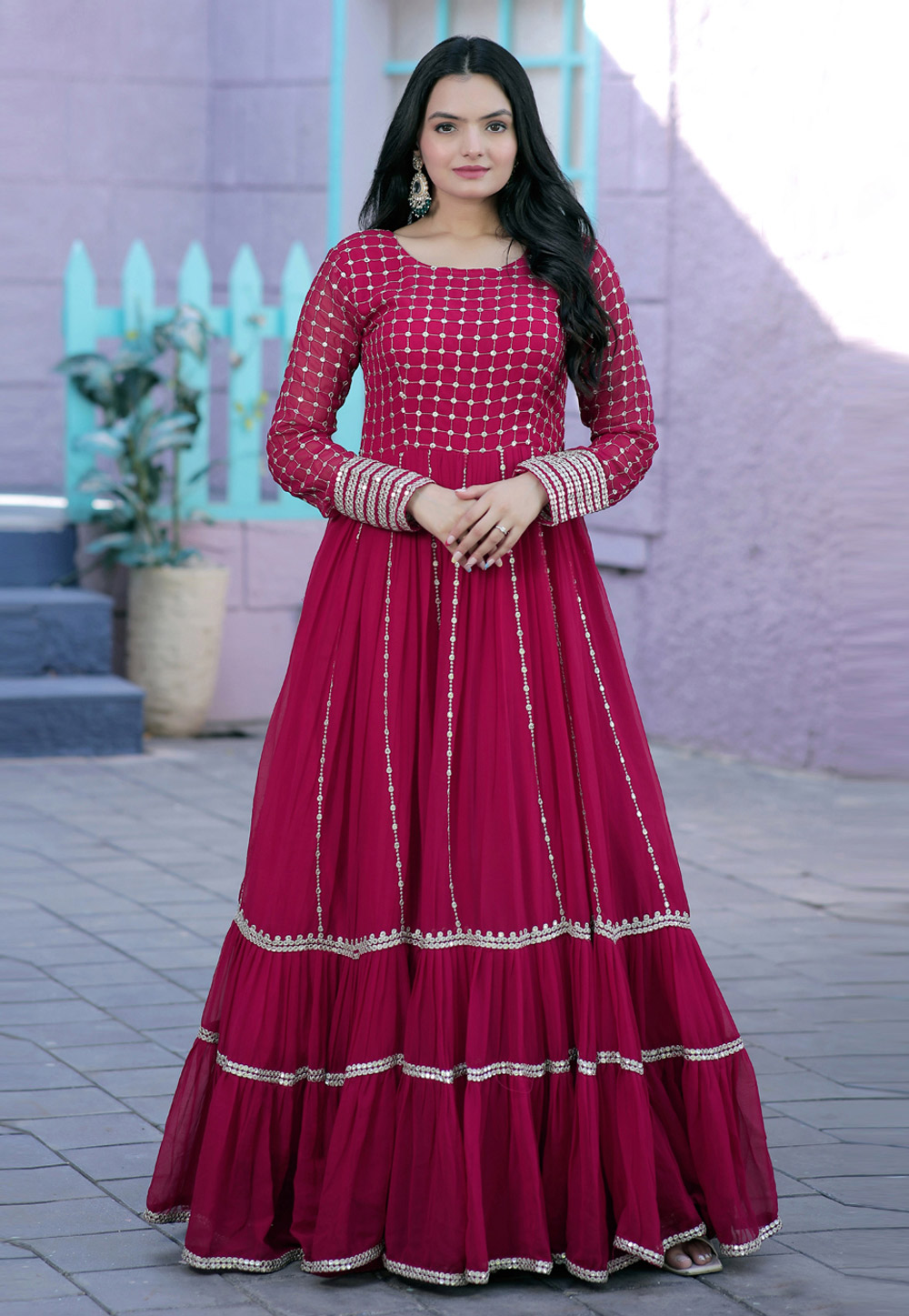 Pink Faux Georgette Gown 266900