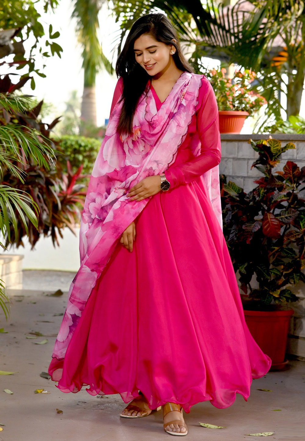 Pink Silk Readymade Anarkali Suit 258088
