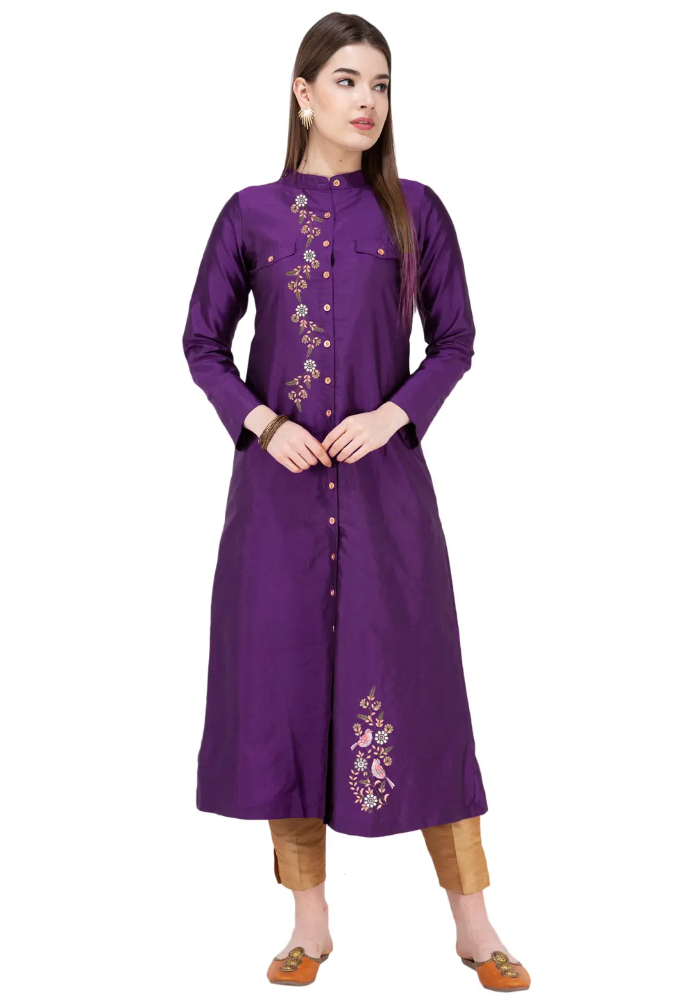 Violet Art Silk Kurta Set With Pent 303171