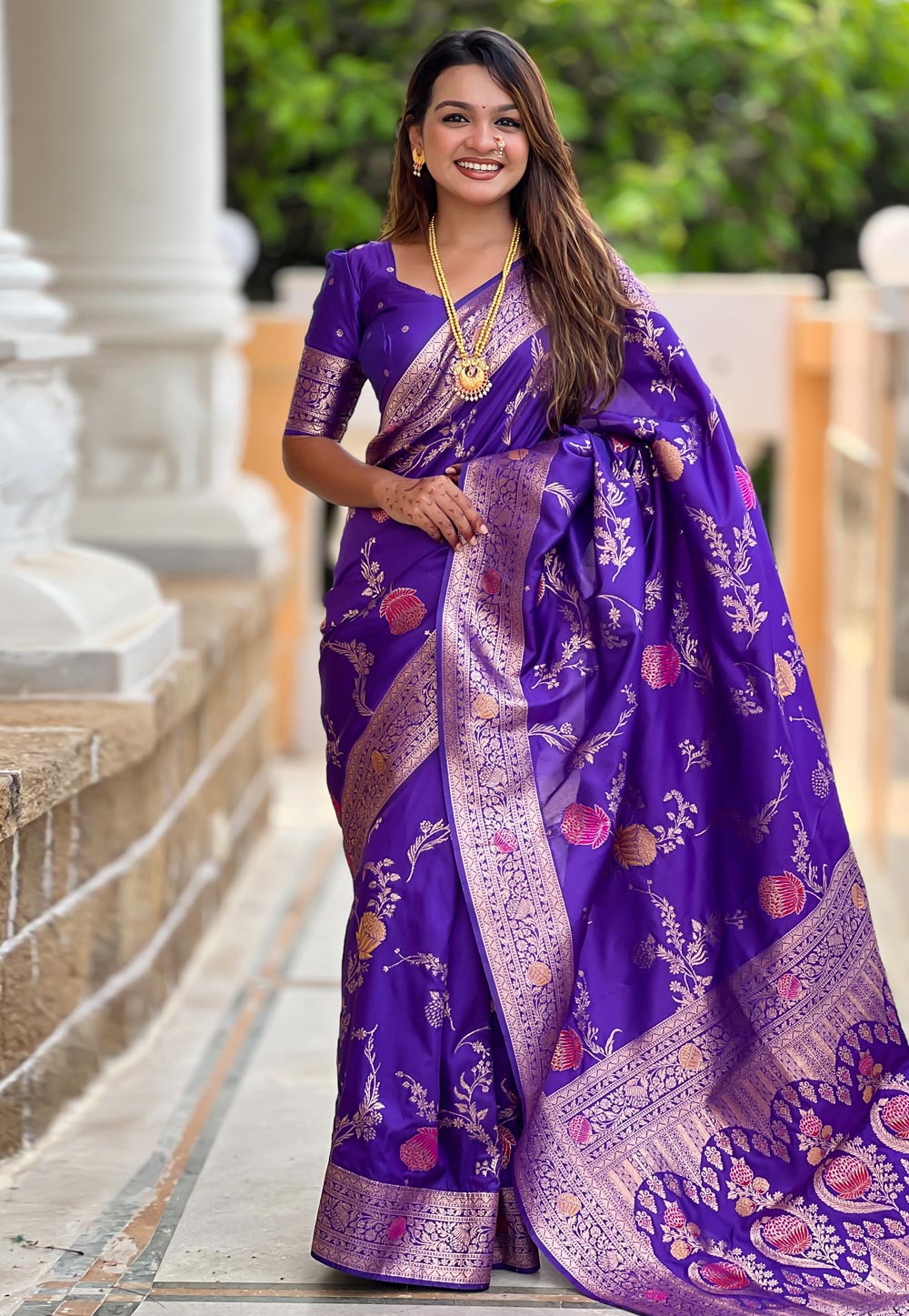 Violet Banarasi Silk Saree 310564