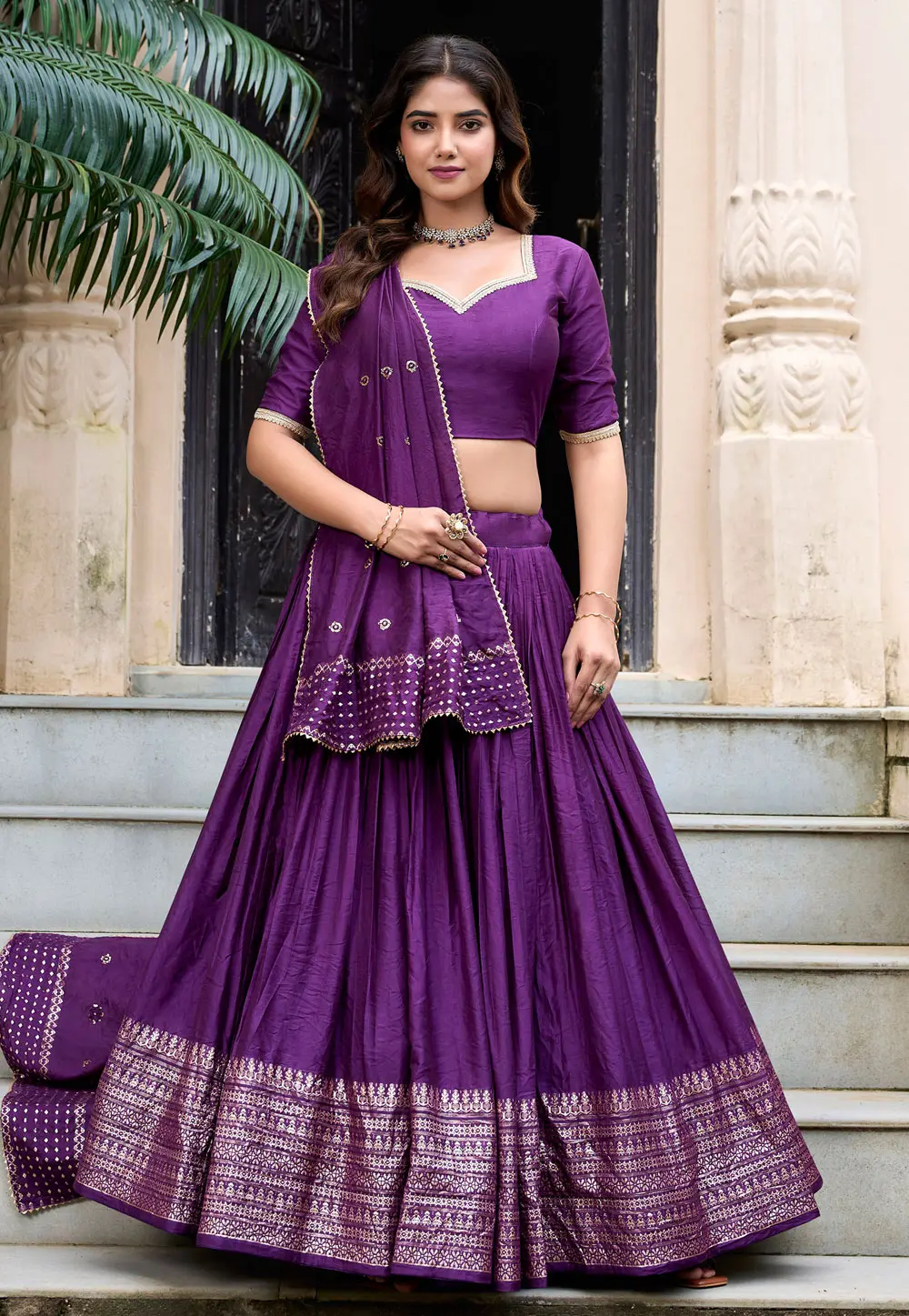 Violet Chanderi Lehenga Choli 299304