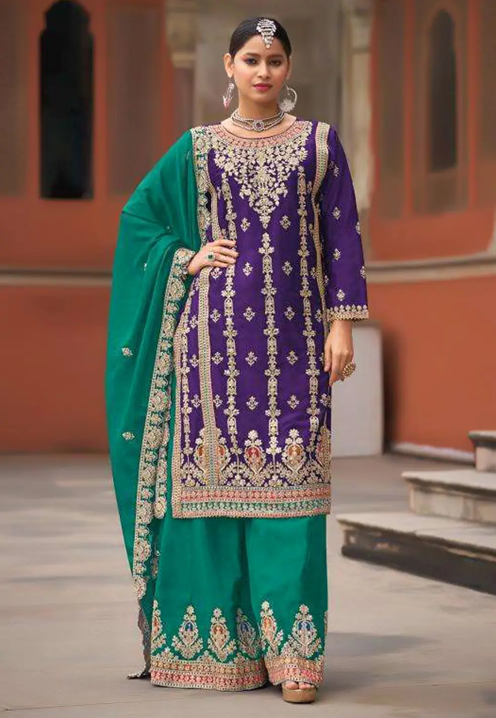 Violet Chinon Pakistani Suit 295470