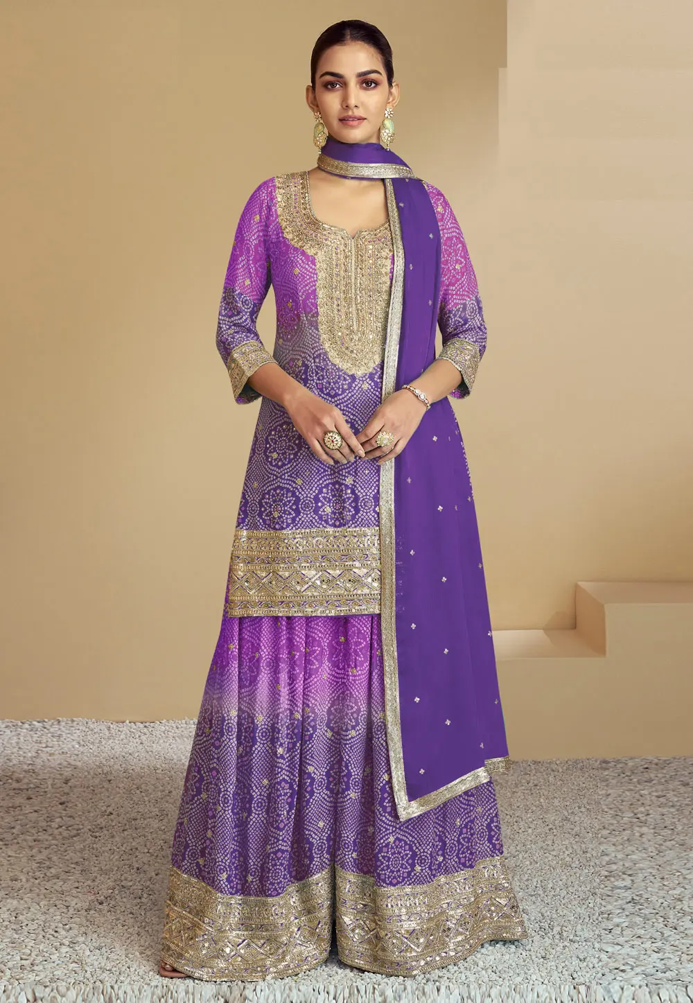 Violet Chinon Pakistani Suit 297937