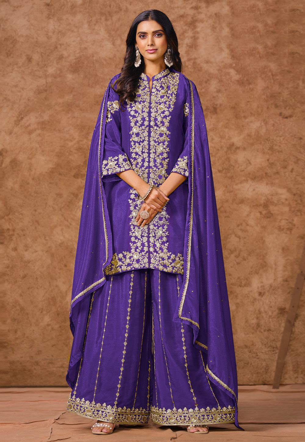 Violet Chinon Pakistani Suit 305097